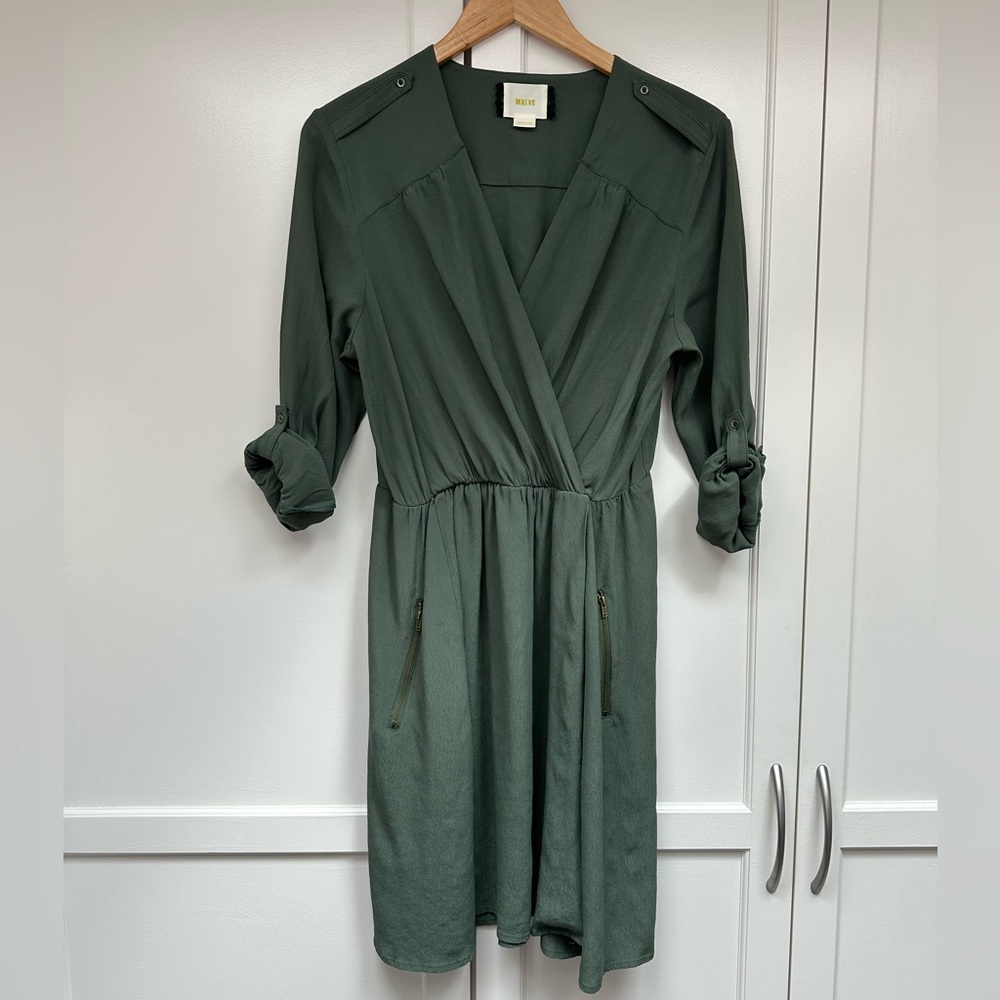 Maeve Olive Green Dress / Woman’s Medium / Zip Pockets / Anthropologie